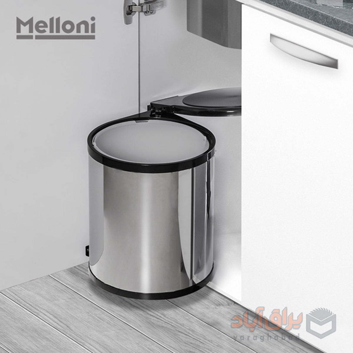 سطل-زباله-کابینتی-استیل-گرد-ملونی-مدل-9130